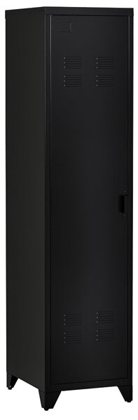 HOMCOM Armadietto Metallico Stile Industriale a un'Anta, Mobiletto Multiuso Salvaspazio per Ingresso e Camera, 43x50x180cm, Nero|Aosom