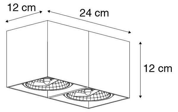 Faretto da incasso di design nero rettangolare 2 luci - Box