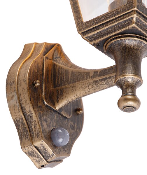 Lampada da parete antica dorata IP44 con sensore di movimento - Capital