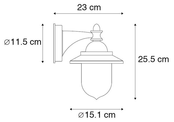 Lampada da parete per esterni classica nera IP44 - Oxford
