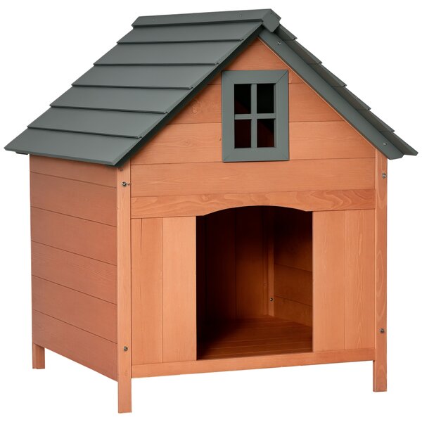 PawHut Cuccia Rialzata per Cani Casa per Cani fino a 30 kg in Legno 81.3x91.5x98.5 cm|Aosom