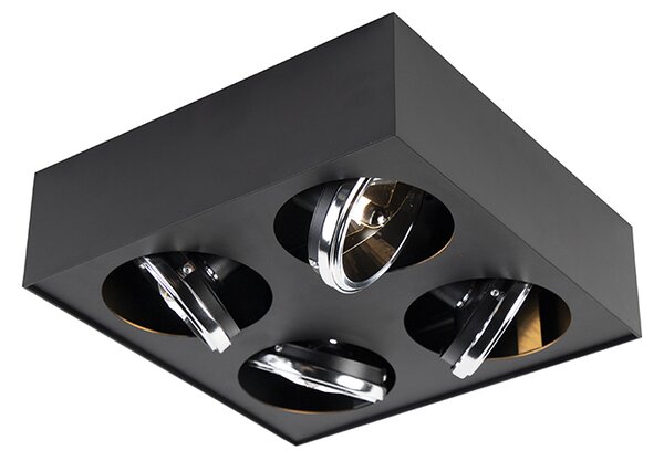Faretto di design nero quadrato 4 luci - Kaya