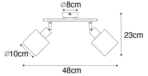 Faretto da soffitto nero con paralume nero 2 luci orientabile - Hetta