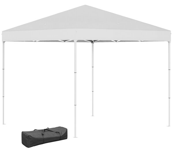 Outsunny Gazebo Pieghevole con 4 Corde e 8 Paletti, Struttura in Acciaio e Tessuto Oxford, 2.45x2.45 m, Bianco | Aosom Italy