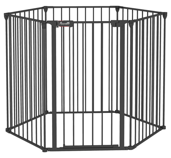 PawHut Cancellino per Cani Taglia Media Pieghevole e Modulabile in Metallo e Plastica, 123x102x90 cm, Nero|Aosom