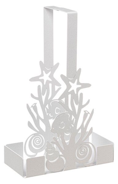 Arti e Mestieri Porta bicchieri moderno a tema marino con coralli e pesci Nettuno Bianco Marmo