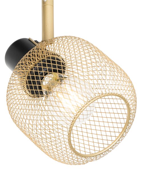 Spot industriale nero con 4 luci oro - Bliss Mesh