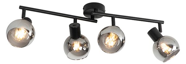Plafoniera Art Déco vetro fumé nero 4-luci - VIDRO