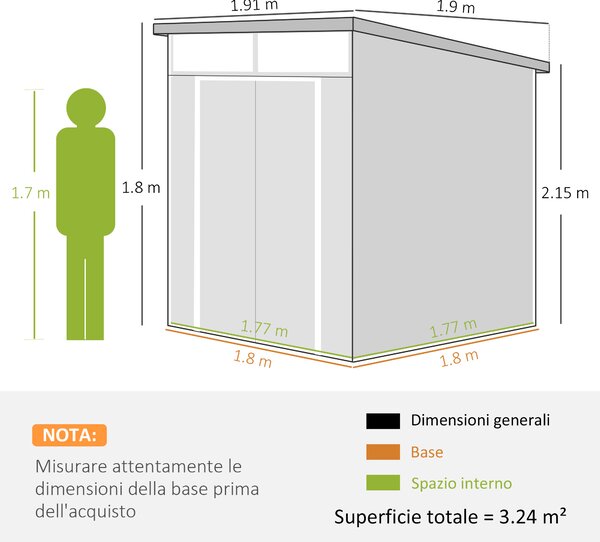 Outsunny Casetta da Giardino in Plastica Porta Attrezzi con Finestre, Prese d'Aria e Blocco, 1.9x1.9 m, Grigio Chiaro