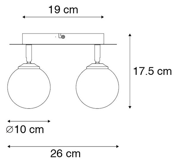 Faretto moderno nero con vetro fumé 2 luci - ATHENAS
