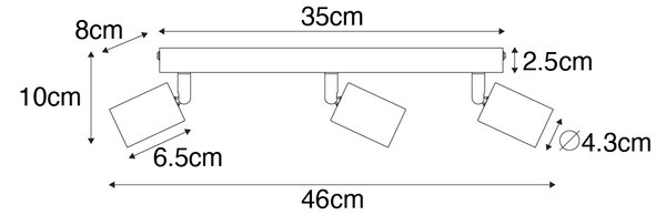 Faretto moderno bianco rettangolare 3 luci - Facil