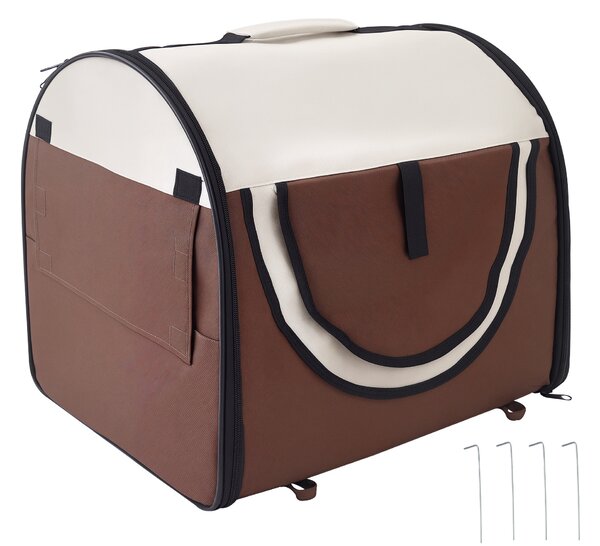 PawHut Trasportino Gabbia da Trasporto per Cani Gatti e Animali Domestici Pieghevole 61x46x51cm caffè|Aosom