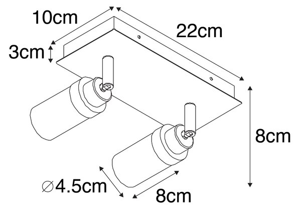 Faretto da bagno moderno ottone 2 luci IP44 - Japie