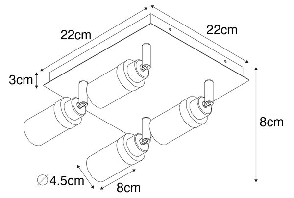 Faretto da bagno moderno nero 4 luci IP44 - Japie