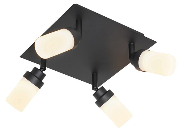 Faretto da bagno moderno nero 4 luci IP44 - Japie