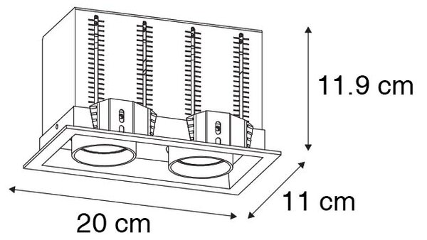 Faretto da incasso moderno nero orientabile 2 luci - Roof