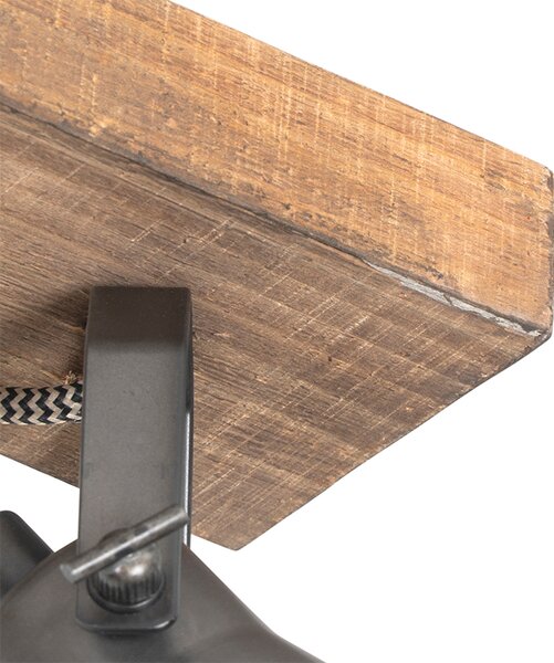 Faretto country nero con legno 2 luci regolabile - Jelle