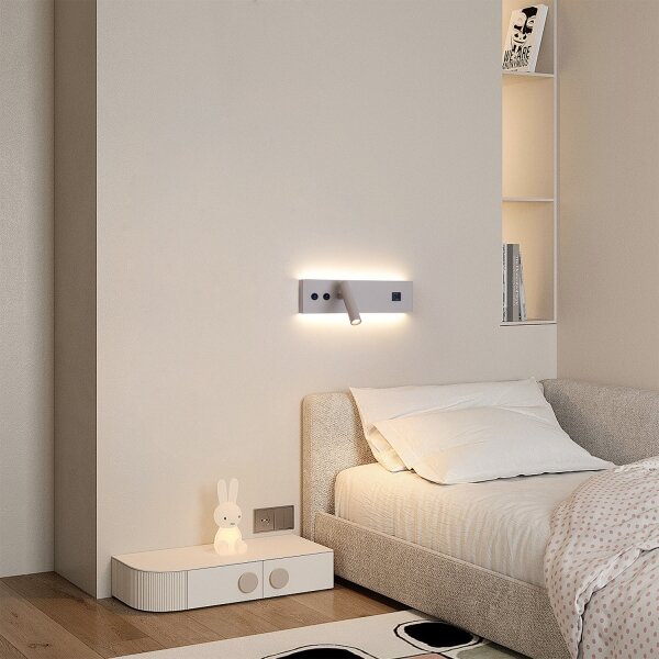 Brilagi-LED Faretto da parete con porta USB NOCTIS LED/3W/230V+LED/9W beige