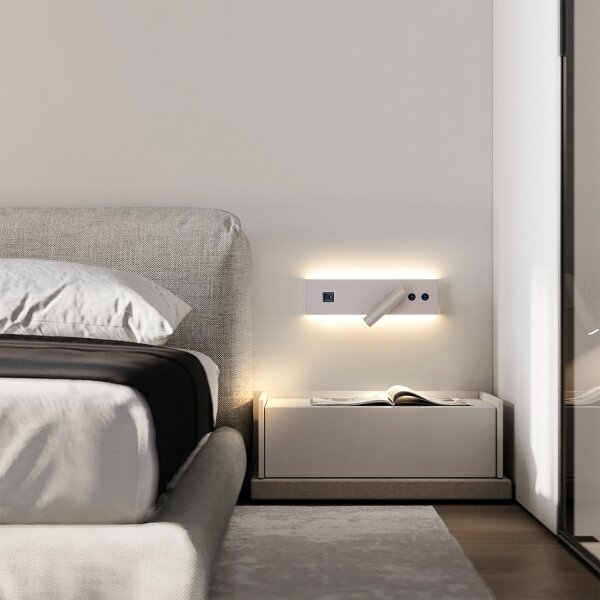 Brilagi-LED Faretto da parete con porta USB NOCTIS LED/3W/230V+LED/9W beige