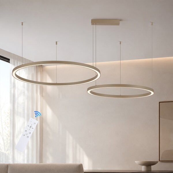 Brilagi - Lampadario a sospensione dimmerabile su cavo PORTOFINO LED/98W/230V beige + telecomando