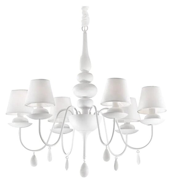 Ideal Lux - Lampadario a sospensione con catena BLANCHE 6xE14/40W/230V diametro 75 cm bianco