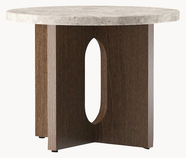 Tavolino rotondo in legno con piano in arenaria Androgyne