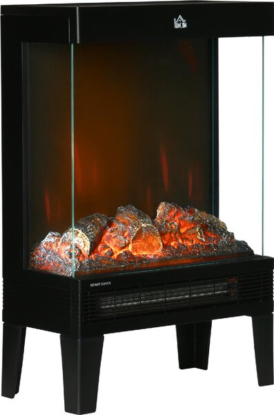 DecHome Camino Elettrico 1000W / 2000W con Fiamma LED Realistica e Controllo Temperatura 40.5x20x62 cm Nero - 301V90BK-820