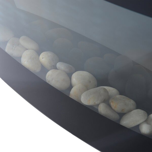 DecHome Caminetto Elettrico da Parete In Acciaio Inox Vetro Temperato Potenza 900W/1800 Watt - 8D0014