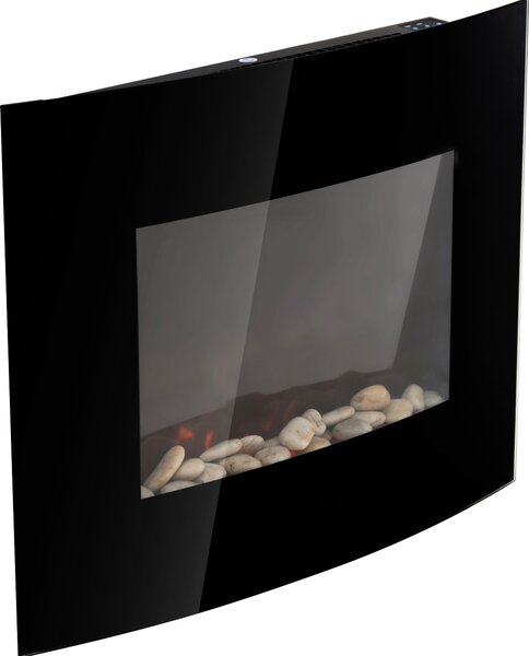 DecHome Caminetto Elettrico da Parete In Acciaio Inox Vetro Temperato Potenza 900W/1800 Watt - 8D0014