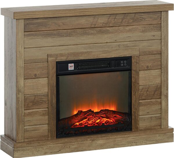DecHome Camino Elettrico 1800W con Effetto Fiamma e Telecomando in Legno Metallo e Vetro 96.5x22x81.7 cm colore Legno - 140LRS395