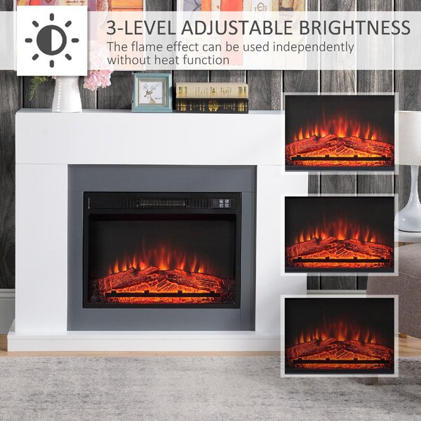 DecHome Camino Elettrico a Parete con Effetto Fiamma e timer Copertura 37mq Bianco