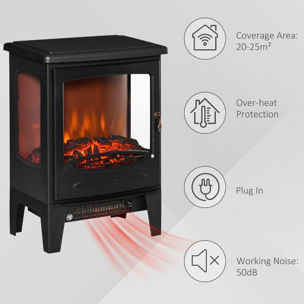 DecHome Camino Elettrico Effetto Fiamma e 3 Lati Aperti Temperatura Regolabile Copertura 20-25mq Nero - 222V90BK/820