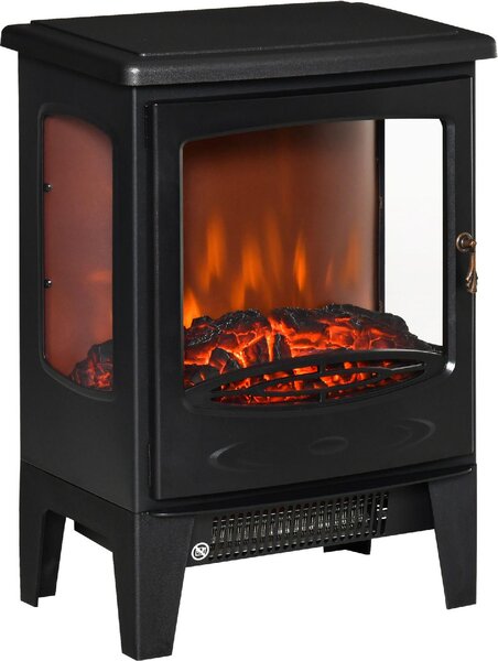 DecHome Camino Elettrico Effetto Fiamma e 3 Lati Aperti Temperatura Regolabile Copertura 20-25mq Nero - 222V90BK/820