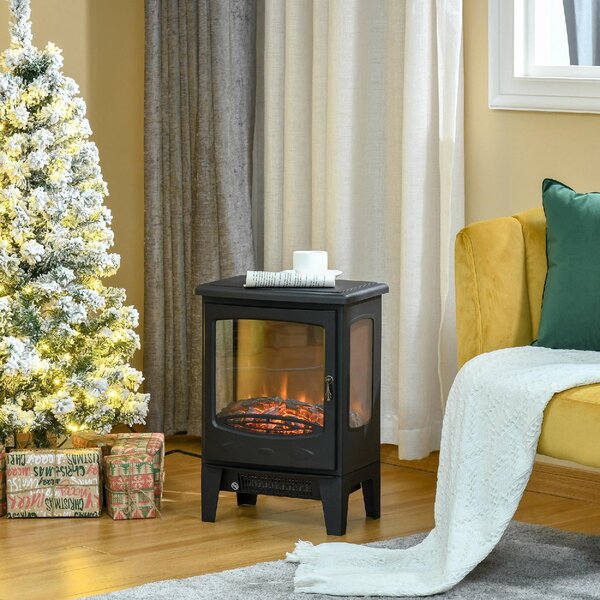 DecHome Camino Elettrico Effetto Fiamma e 3 Lati Aperti Temperatura Regolabile Copertura 20-25mq Nero - 222V90BK/820