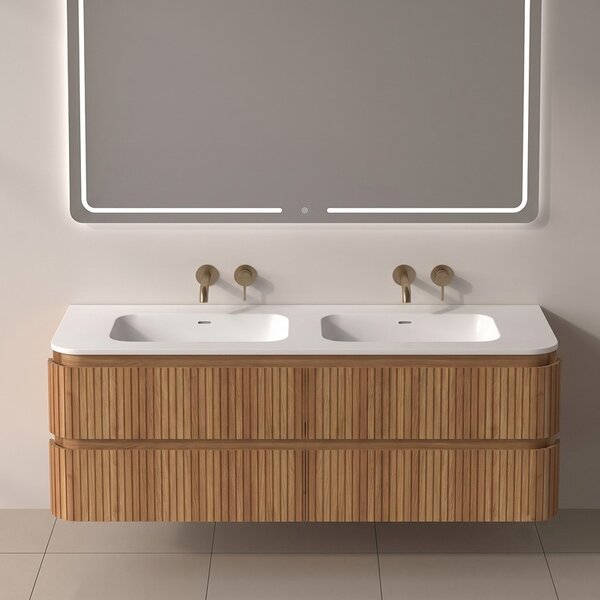Mobile bagno 140 cannettato con lavabo solid stone | KAM-NORTH-140 - KAMALU