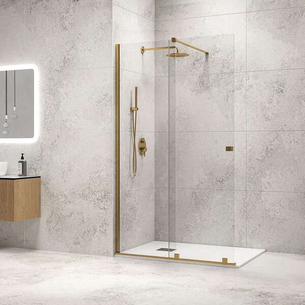 Box doccia walk in scorrevole 120 cm finitura oro | KNM4000W-G - KAMALU