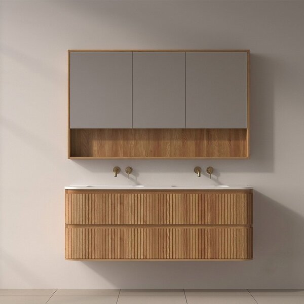 Mobile bagno 140 cannettato con lavabo solid stone | KAM-NORTH-140 - KAMALU