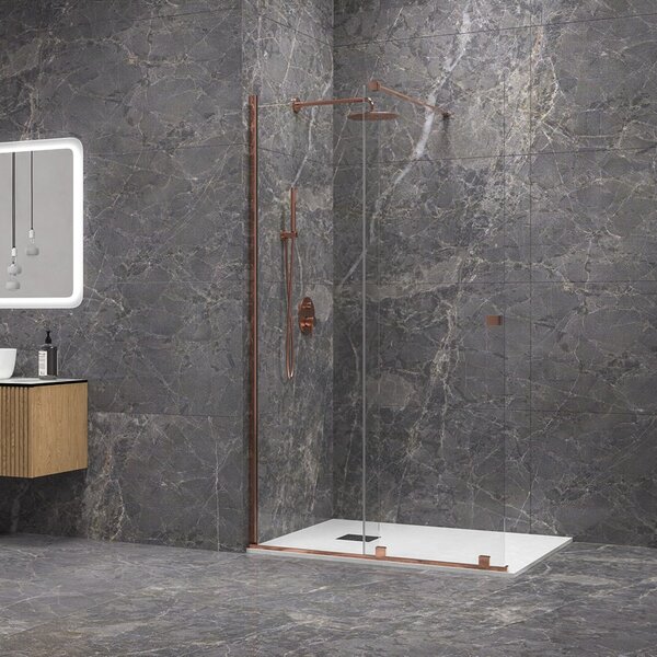 Box doccia walk in scorrevole 120 cm finitura oro rosa | KNM4000W-GR - KAMALU
