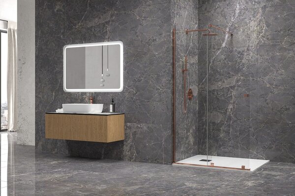 Box doccia walk in scorrevole 120 cm finitura oro rosa | KNM4000W-GR - KAMALU