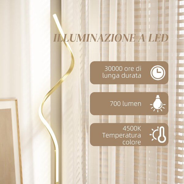 DecHome Lampada da Terra LED Moderna a Spirale 3 Luminosit Piantana in Alluminio colore Oro