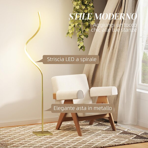 DecHome Lampada da Terra LED Moderna a Spirale 3 Luminosit Piantana in Alluminio colore Oro