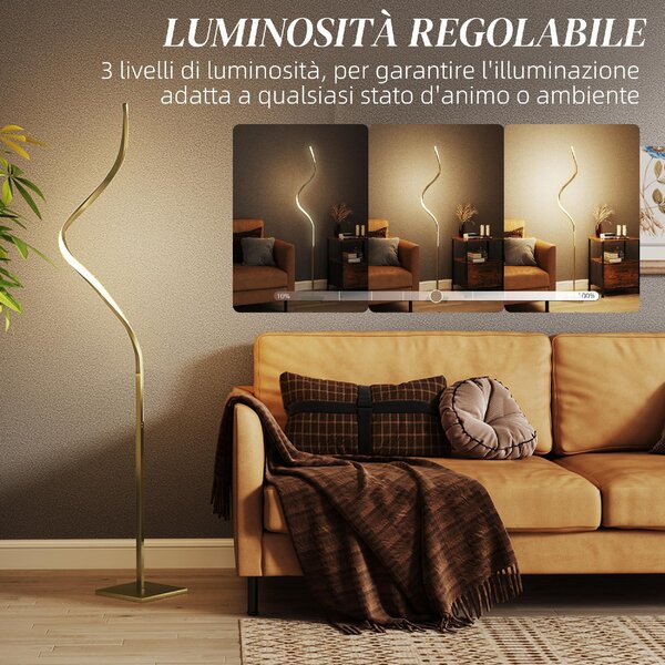 DecHome Lampada da Terra LED Moderna a Spirale 3 Luminosit Piantana in Alluminio colore Oro