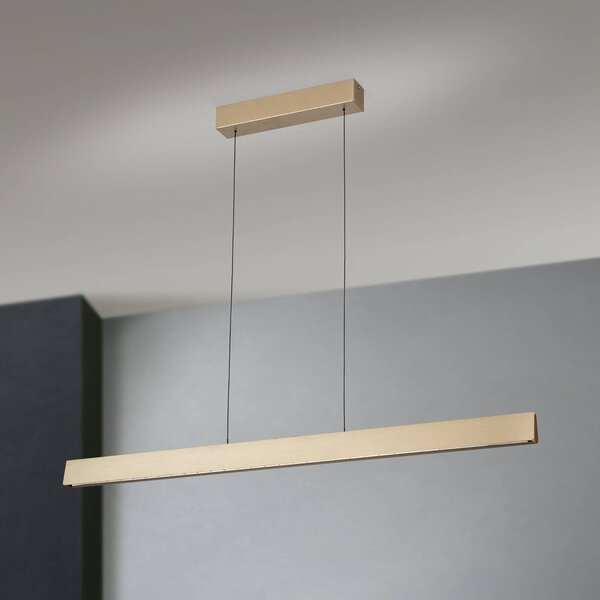 ORION Lampada a sospensione LED Tara, colore oro, lunghezza 120 cm, dimmerabile, Ottone / Oro, Soggiorno / Sala da pranzo, Alluminio, Moderno