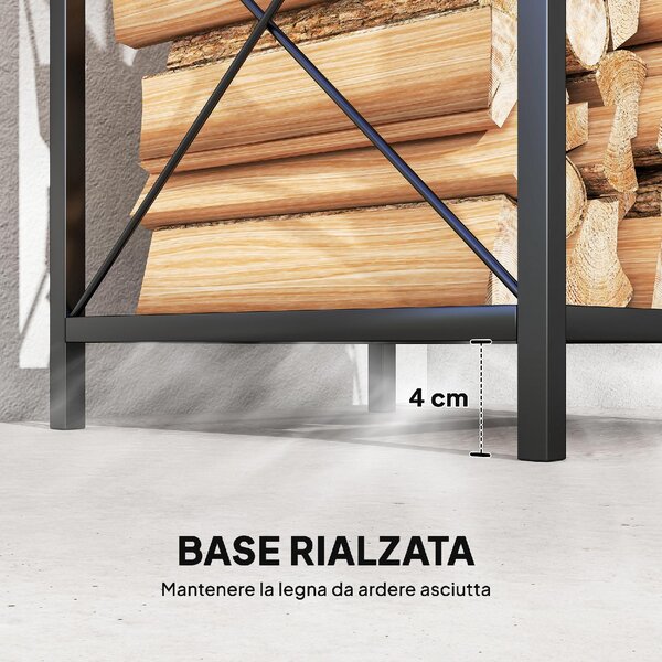 VivaGarden Portalegna a 2 Livelli in Metallo con Base Rialzata 34x30x80 cm colore Nero - W745BK