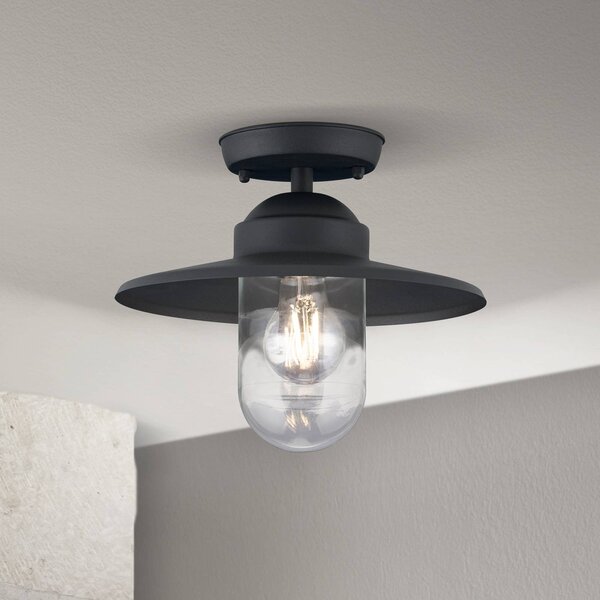 ORION Edward plafoniera da esterno, antracite, Ø 27,5 cm, alluminio Edward, dimmerabile, Nero, Alluminio, Antico, Plafoniera