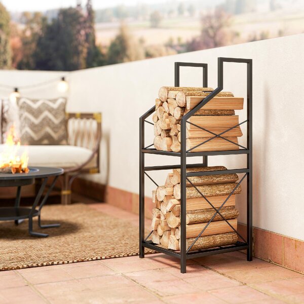VivaGarden Portalegna a 2 Livelli in Metallo con Base Rialzata 34x30x80 cm colore Nero - W745BK