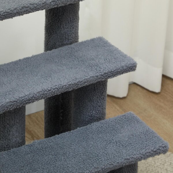 AllMyPets Scaletta per Cani e Gatti a 4 Gradini con Rivestimento in Peluche 61x41x60 cm colore Grigio - K757GY