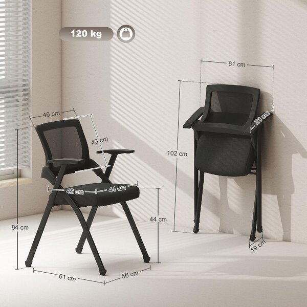 DecHome Sedia da Ufficio con Braccioli in Tessuto Mesh colore Nero