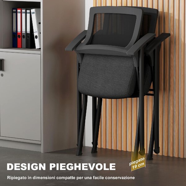 DecHome Sedia da Ufficio con Braccioli in Tessuto Mesh colore Nero