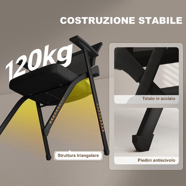 DecHome Sedia da Ufficio con Braccioli in Tessuto Mesh colore Nero